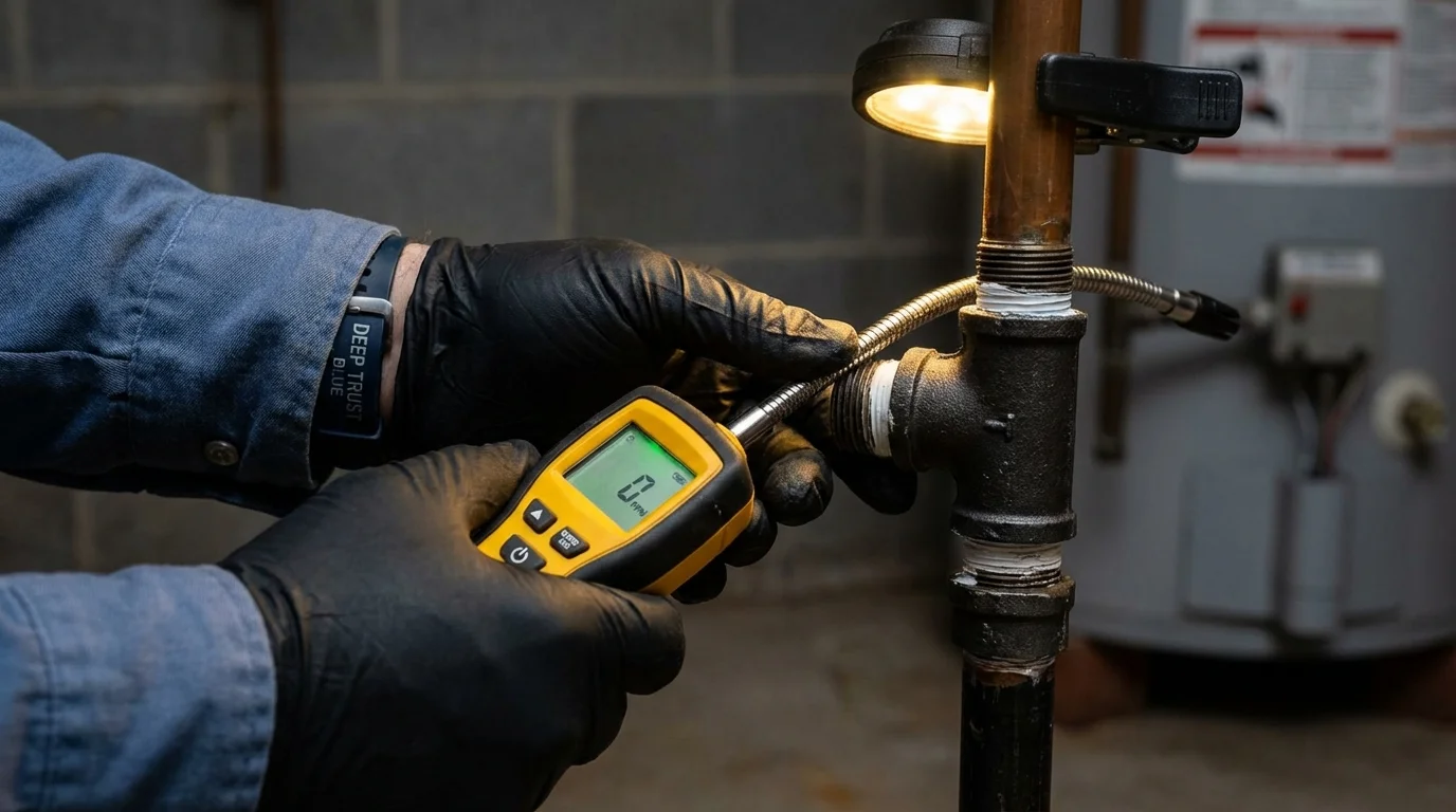 Gas leak detection with electronic sniffer by Johns Plumbing LLC in Melvindale
