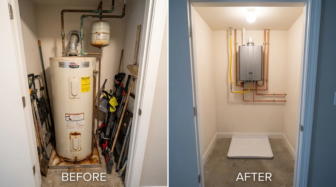 Tank water heater versus wall-mounted tankless unit comparison for Melvindale, MI homeowners